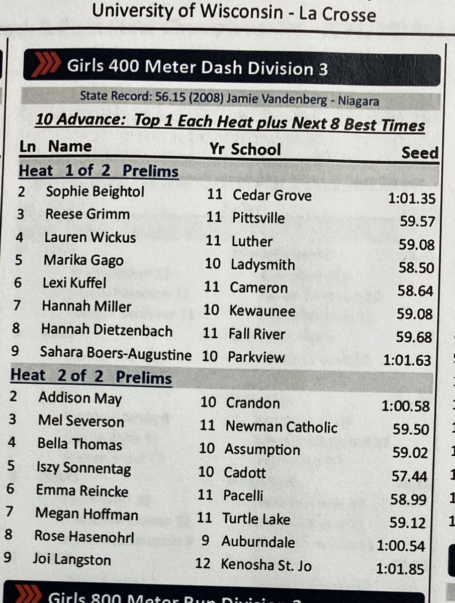 Good Luck ⁦<a href="/HannahDietzen/">Hannah Dietzenbach</a>⁩ Beautiful day for the WIAA State Track Meet!