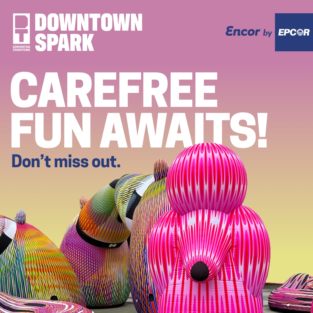 Join us for some ✨ carefree ✨ fun in the heart of the city this weekend at Downtown Spark. Now’s your chance to grab some swag, or to strike up a conversation with one of our Encor team members. See you there! 
 
Art:  'Lost Dogs' Disco
Artist: bit.ly/3VoknK8