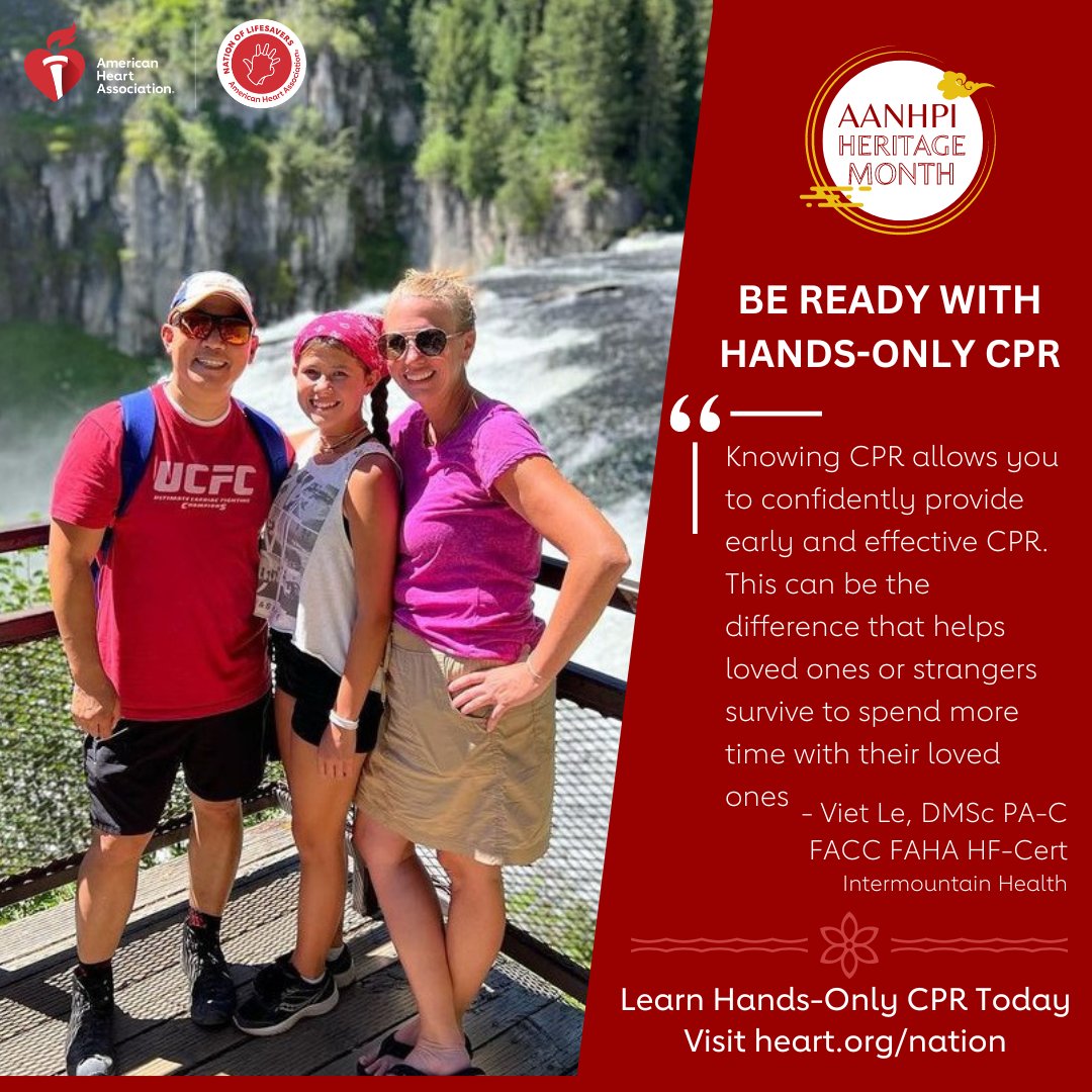 In honor of the last day of AANHPI Heritage Month, Viet Le of @intermountain is joining our 'Today You Were Ready' CPR campaign. As part of our Nation of Lifesavers, he hopes to motivate you to commit to learning Hands-Only CPR. Thank you, @VietHeartPA!