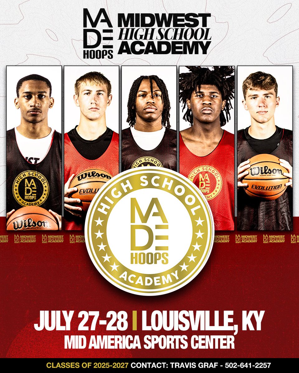 🚨 MIDWEST High School Academy 🚨 📍 Louisville, KY (MidAmerica Sports Center) 📅 July 27-28 💪 Top competition 🗣️ Regional NAIA & D3 coaches leading instruction & coaching teams + evaluating ✍️ Top scouts & media SIGN UP: madehoops.com/Event_Info.asp… DISCOUNT CODE: