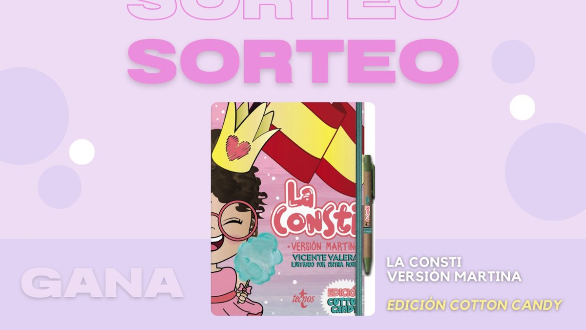 ¡ATENCIÓN #SORTEO! Con motivo del #DíaDelOpositor que celebramos hoy sorteamos un ejemplar de 'La Consti Versión Martina. Edición Cotton Candy' de Vicente Valera
➡️ Seguir a <a href="/EditorialTecnos/">Editorial Tecnos</a>
➡️ Mencionar otra cuenta 
🗓️Promoción válida hasta el 7 de junio
¡Suerte!