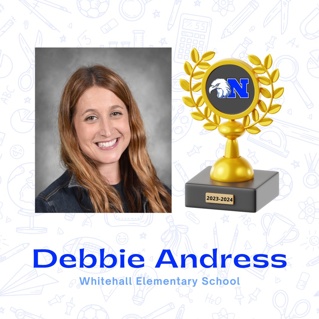 Our @WhitehallNASD Teacher of the Year for 2023-2024 is Debbie Andress! Here is what some had to say: “She helps her students develop great skills…she is simply incredible, a great human being…She is truly dedicated to her profession, helping her students excel.”