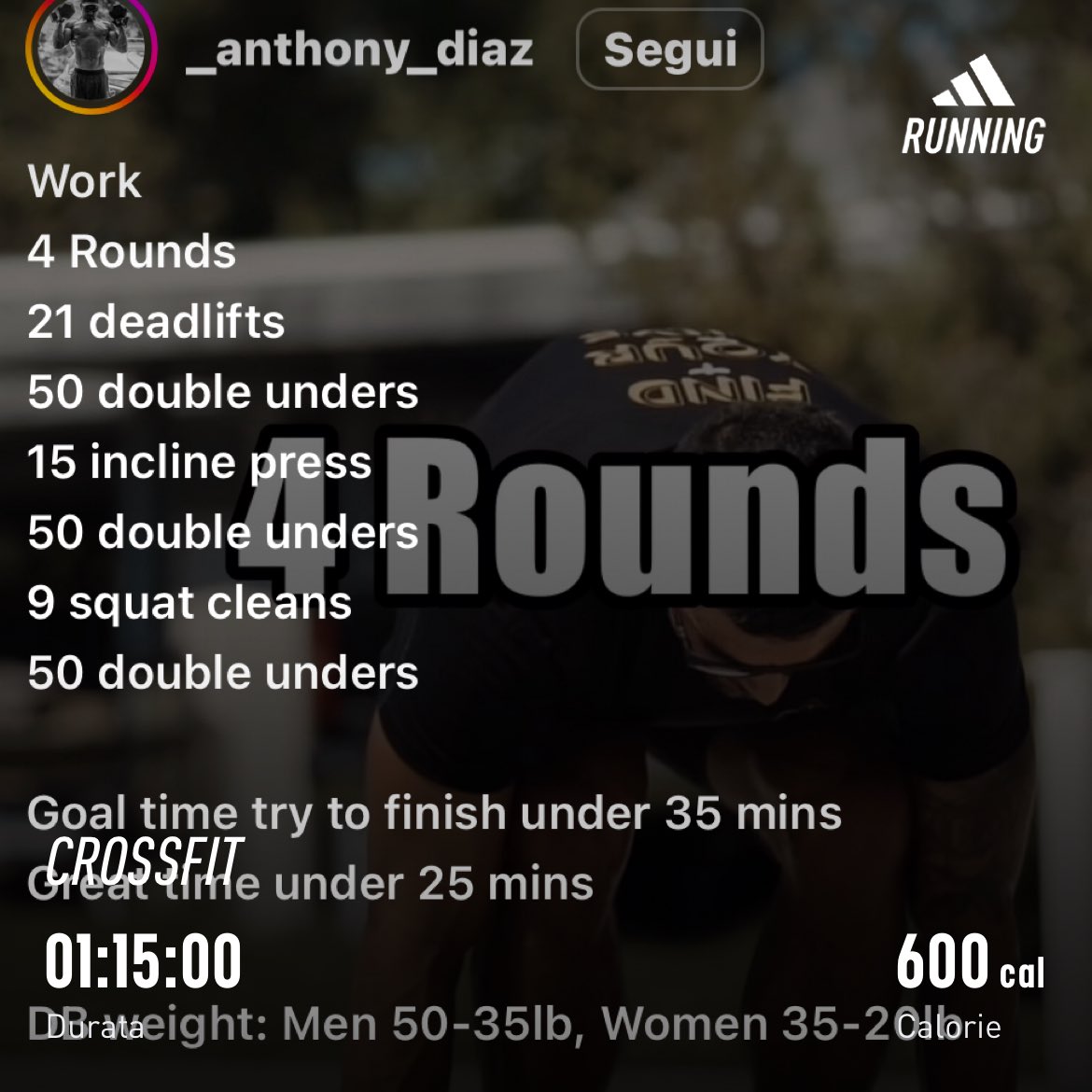 _cicciogallo_'s tweet image. 15’ warmup&amp;amp;mobility

4 round #ForTime
21 #deadlift
50 #doubleunder
15 floor press
100m run
9 #squat #clean
50 M climbers

Res:20’11”

C/O
4set
8 leg lowers
16 bicycle crunch
8 V-Up

#crosstraining #wod #homewod #crossfit #workout #dadhour  @anthony_diaz #ibexathlete