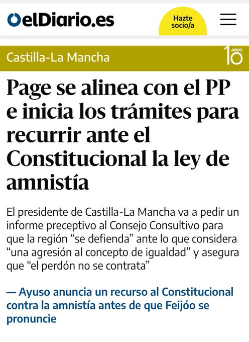 Me parece increíble que García Page siga militando en el PSOE y no lo hayan mandado ATPC.