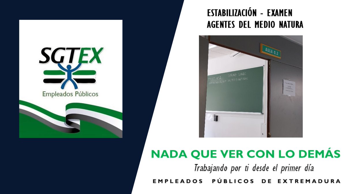SindicatoSGTEX's tweet photo. #Extremadura #Estabilización. Delegados/as de #SGTEX acompañan y orientan esta tarde en #Badajoz a los opositores en el exámen de la especialidad Agentes del Medio Natural. Se ha presentado el 52% de los aspirantes convocados. Mucha suerte a todos!! https://t.co/P2yAhh8Xhc