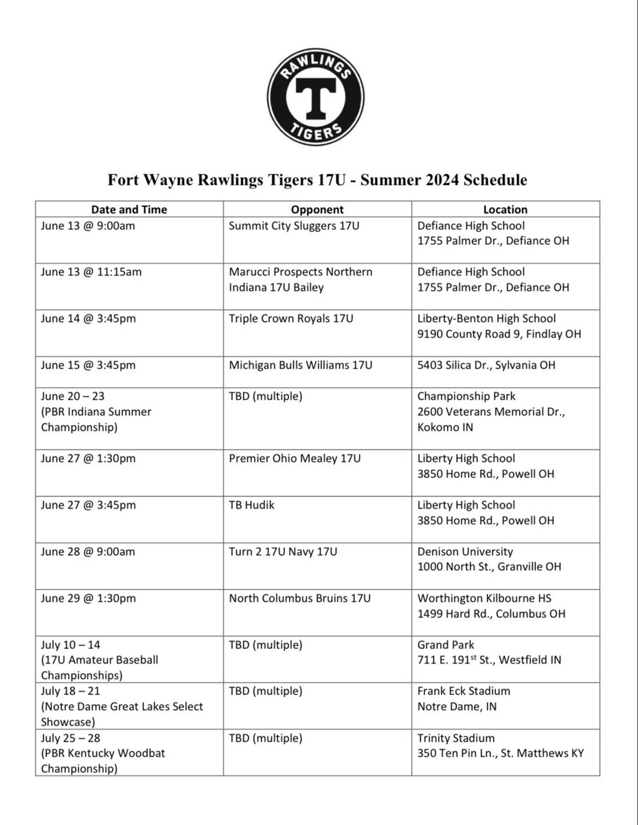 Reed Hayes (@rehayes5_) on Twitter photo Looking forward to a great summer season with <a href="/FW_Tigers_17u/">FW Rawlings Tigers 2025</a> ! Below is our updated schedule:
<a href="/CTrinkle23/">Cooper Trinkle</a> Looking forward to a great summer season with <a href="/FW_Tigers_17u/">FW Rawlings Tigers 2025</a> ! Below is our updated schedule:
<a href="/CTrinkle23/">Cooper Trinkle</a>