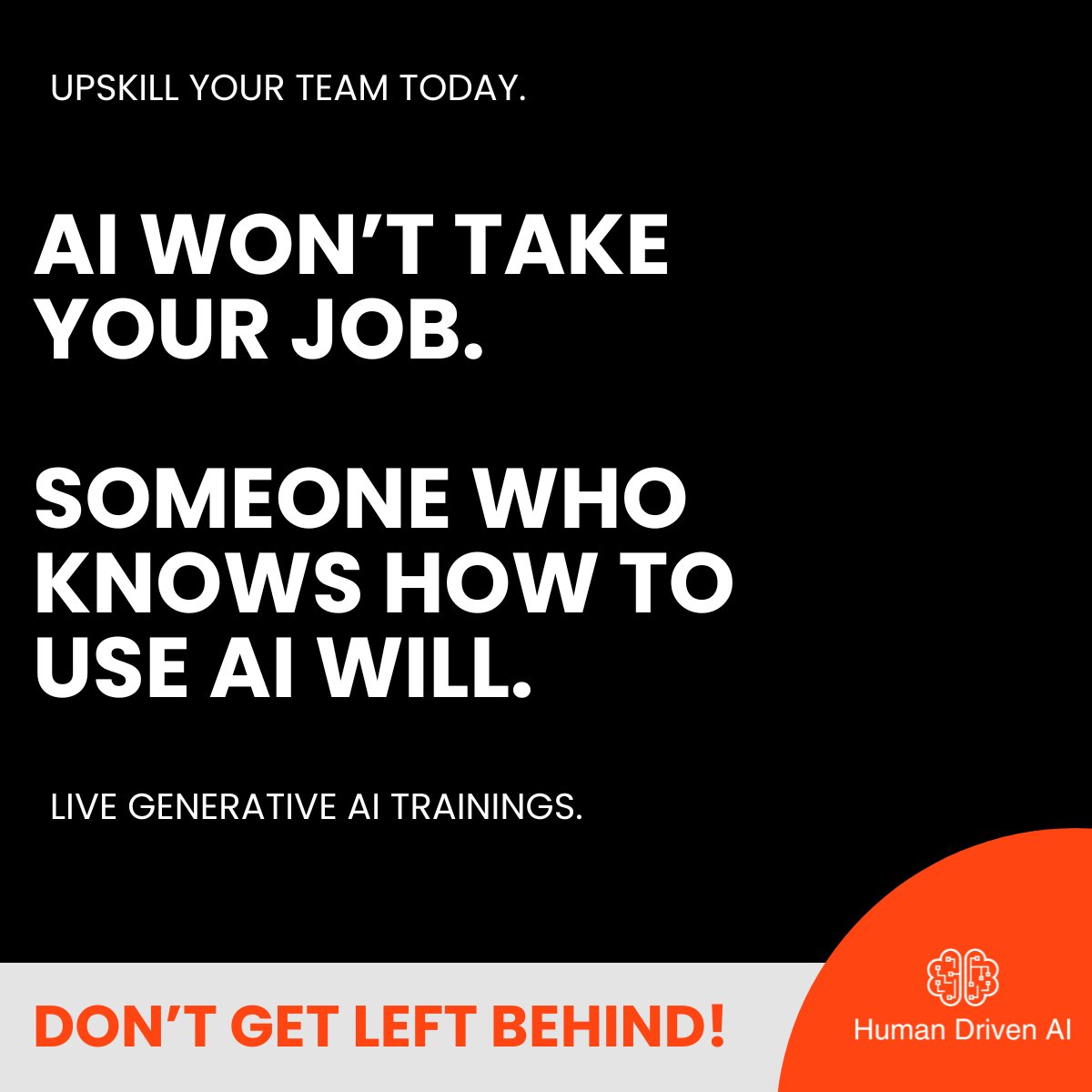 jonesyjen's tweet image. Schedule a live virtual training to upskill your marketing team in Generative AI. 

Book your training here: humandrivenai.com/training/

#generativeaitraining #upskill #marketing #communications #AItraining