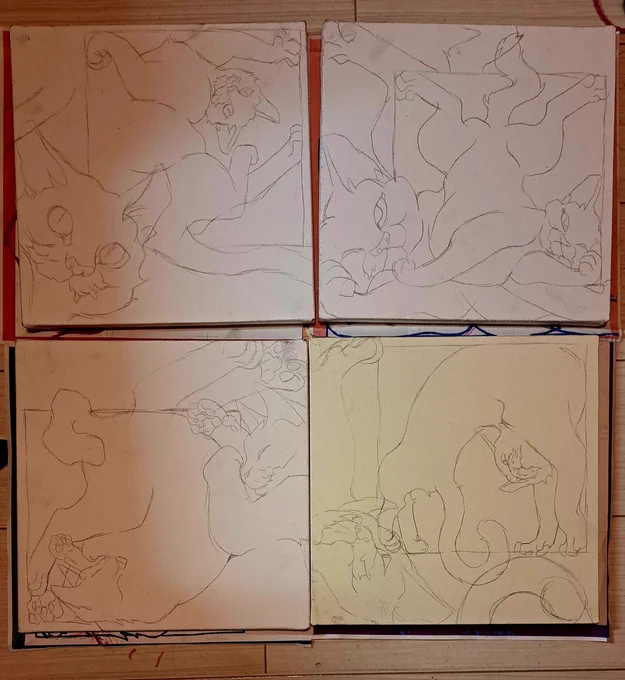 進捗～
せっせと下絵。

「美学的に完璧なものが二つある。
時計と猫だ。」

という言葉がありますね。
猫のほうの証明、やってやらいでか…! 