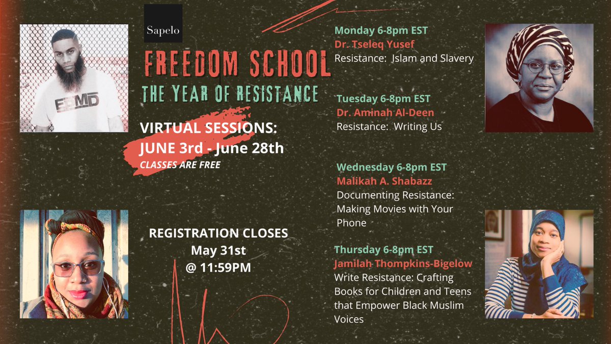 🚨🚨🚨LAST DAY to register! Courses are taught through a Black Muslim lens though open to all and in the tradition of Freedom Schools, FREE! Find out more and register here 👇🏽 sapelosquare.com/freedom-school…