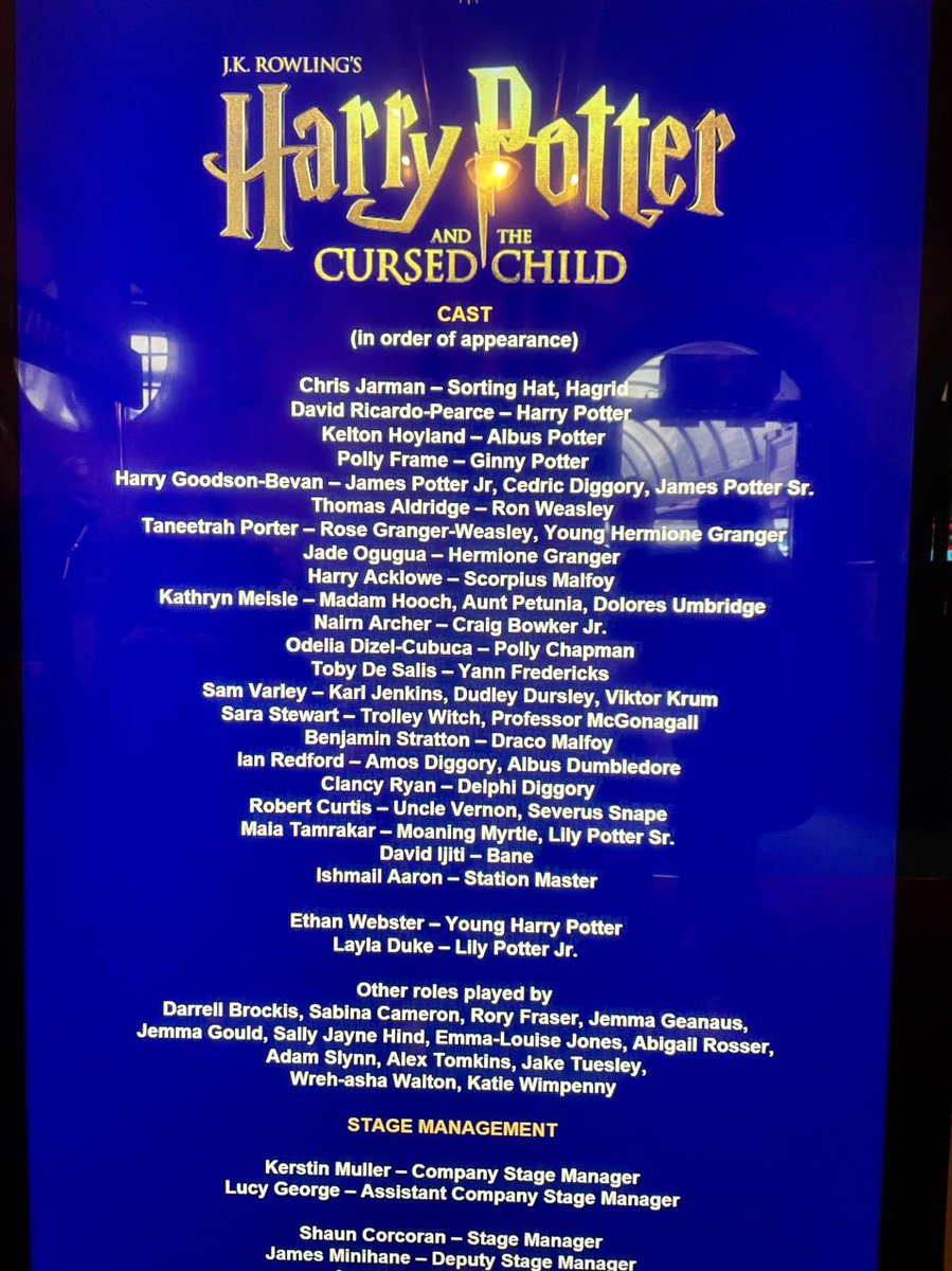 It’s a fab Friday and we have eight covers on stage! They are <a href="/KeltonHoyland/">Kelton Hoyland</a> as Albus, <a href="/NairnArcher/">Nairn Archer</a> as Craig, @Odelia__DC as Polly, <a href="/BenjStratton1/">Ben Watts</a> as Draco, #ClancyRyan as Delphi, <a href="/RobCurtis01/">Robert Curtis</a> as Snape, <a href="/maiatamrakar/">Maia Tamrakar</a> as Myrtle and <a href="/ishaaron/">Call Me Ishmail</a> as Station Master! Have a good one! ⚡️