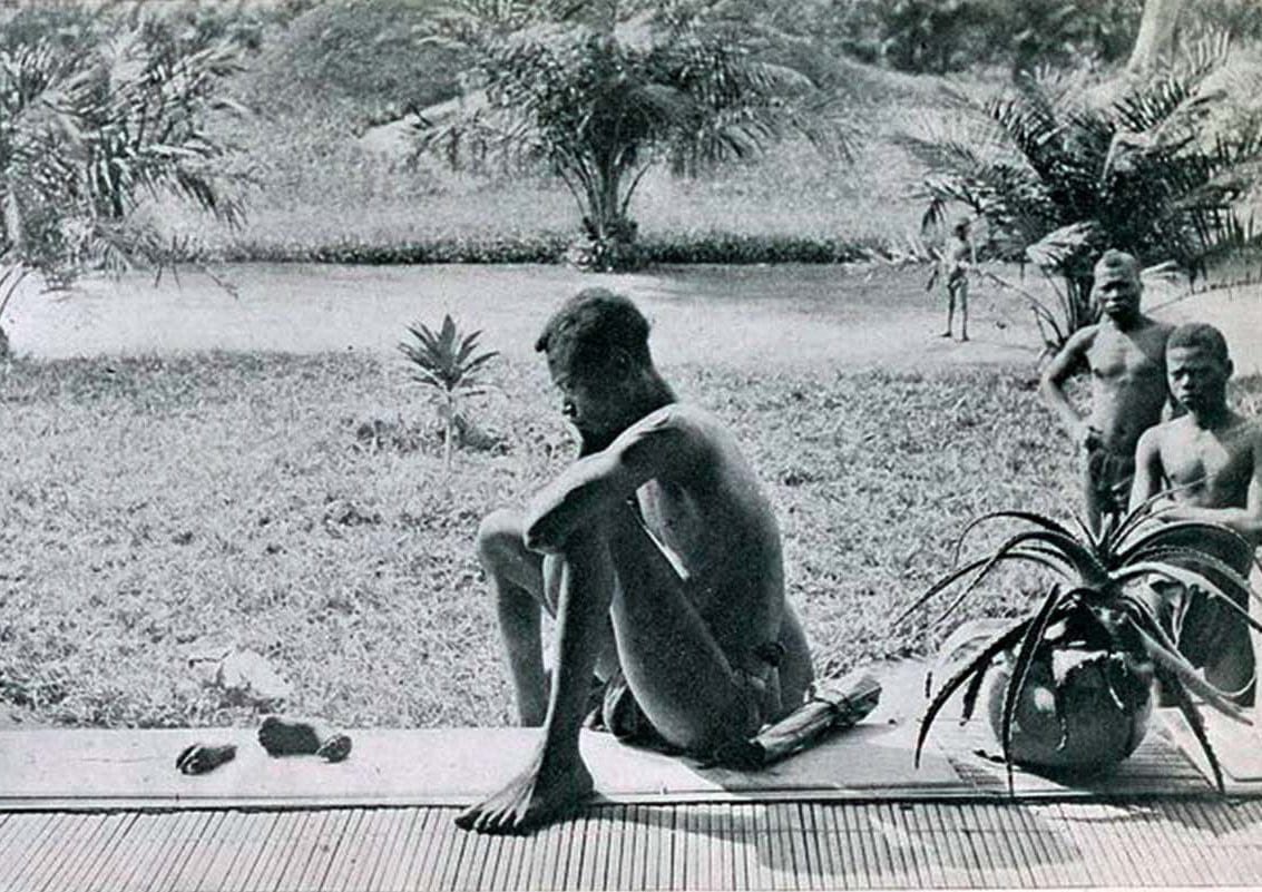 ثريد :

صورة محزنة لرجل من الكونغو جالس امام اطراف ابنته (يديها ورجليها) لانه لم يستطع استكمال حصته من المطاط للبلجيكيين!