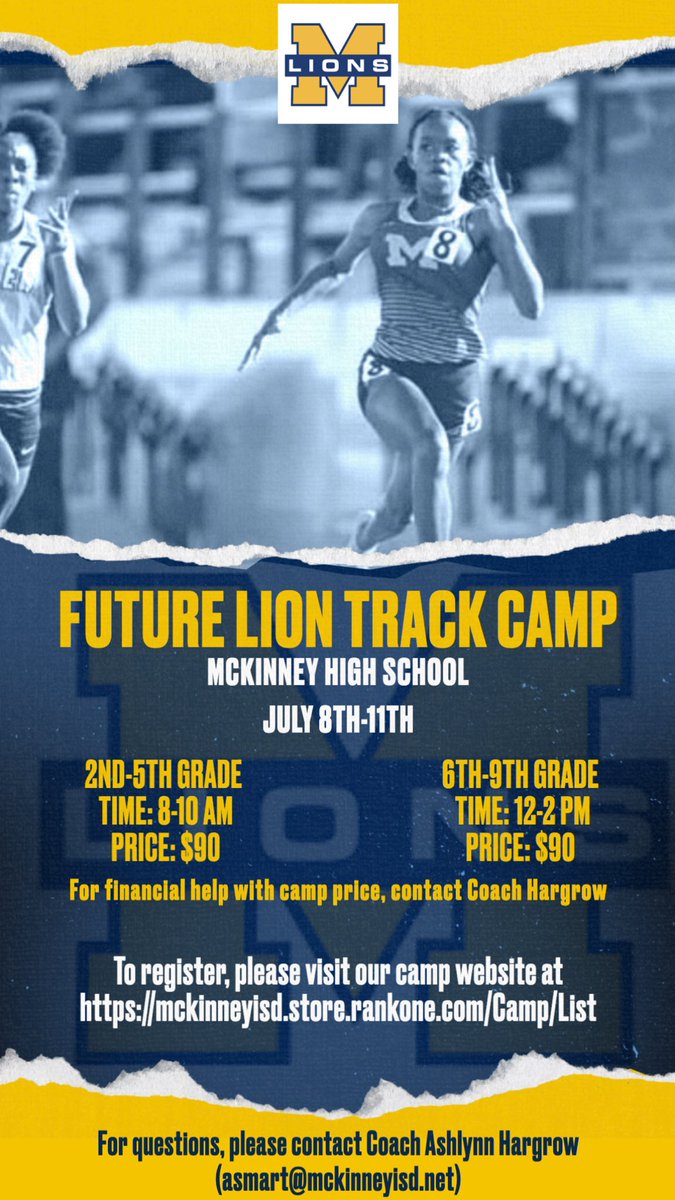 Join us July 8th-11th for our future lion track camp! See below flyer for more information.