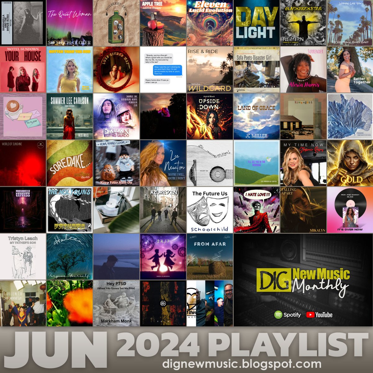 just updated my monthly playlist DIG NewMusic, and hope you enjoy 50 brilliant songs by independent bands/artists for #June2024 :D 🎧enjoy listening on Spotify & YouTube: dignewmusic.blogspot.com/2024/06/jun-20… plz give the artists you like 💚+follow✨