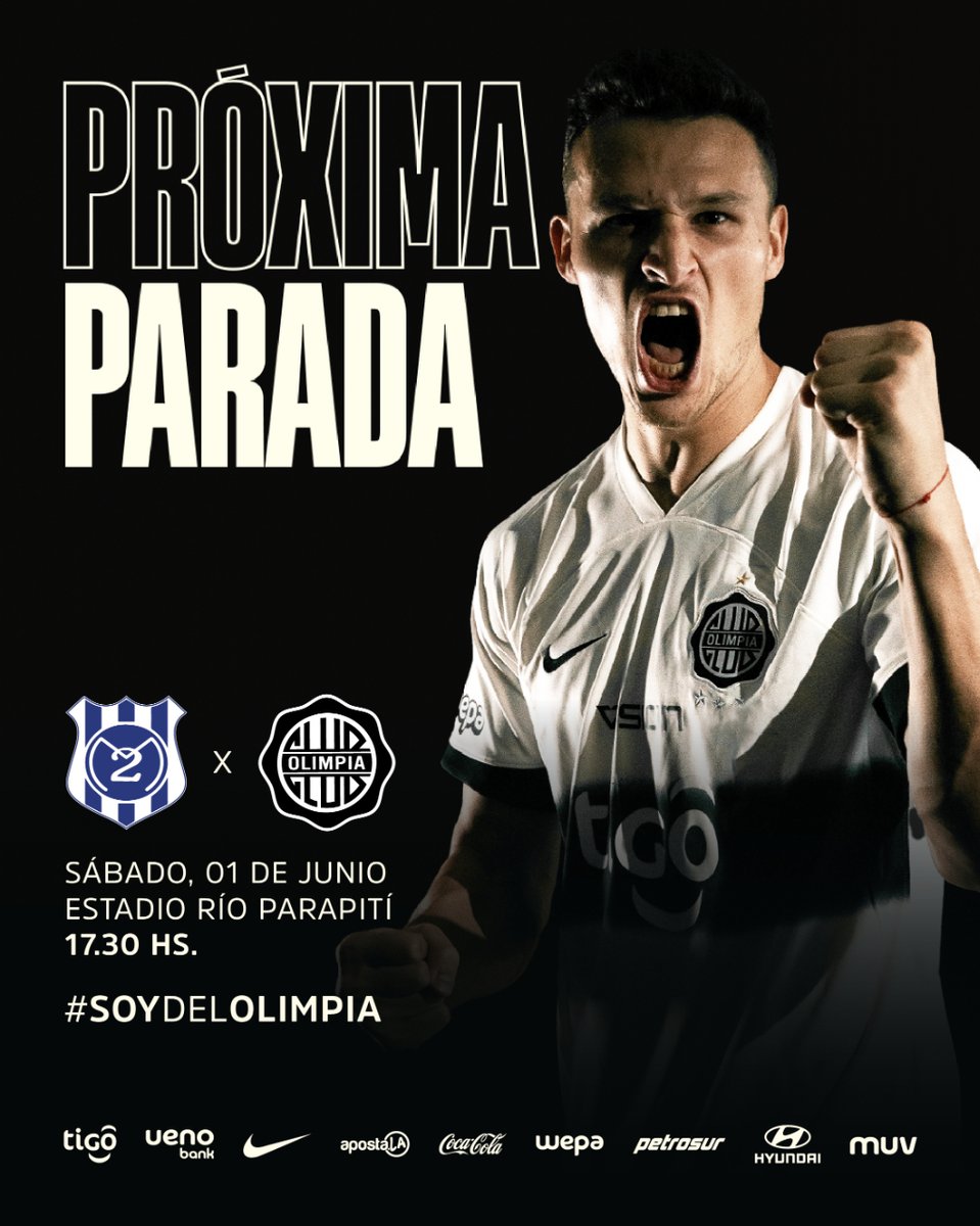 ➡️ Próxima parada: Enfrentamos a 2 de Mayo en el Estadio Río Parapití de PJC. ¡Vamos, Decano! ⚔️ #SoyDelOlimpia ⚪️⚫️⚪️