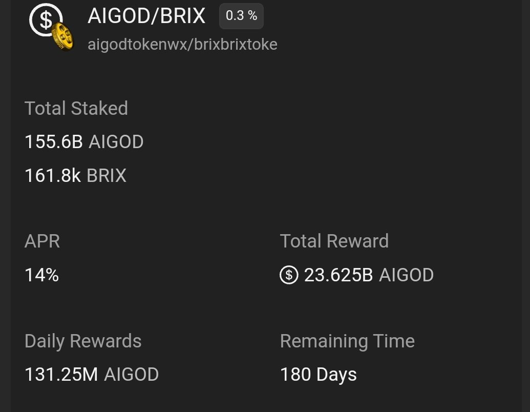 Looking for a way to farm .<a href="/AIGodToken/">AI GOD</a> try the #BrixSociety BRIX/AIGOD farm on .<a href="/alcorexchange/">Alcor Exchange</a>  #WAXFAM #liquiditypools