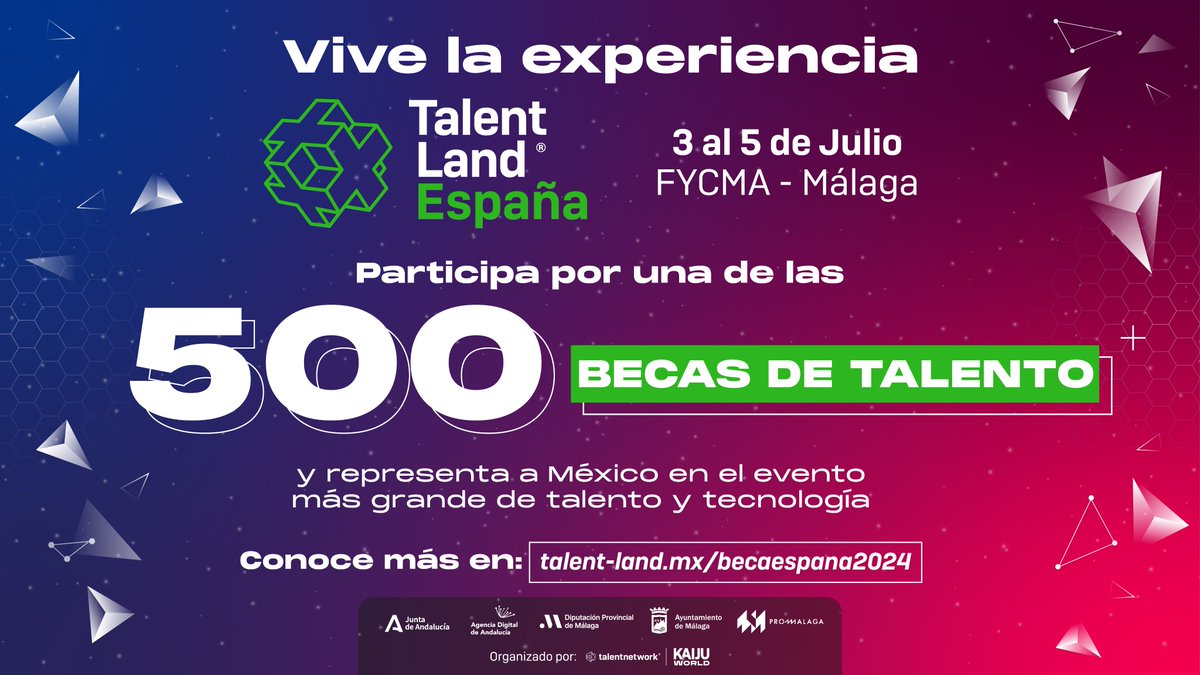 🇪🇸 🇲🇽 ¡Vive la expansión internacional de Talent Land en España! Aplica a una de las 500 becas disponibles. Conecta, innova y crece; representando a México en el viejo continente.  

Conoce todos los detalles: talent-land.mx/becaespana2024/