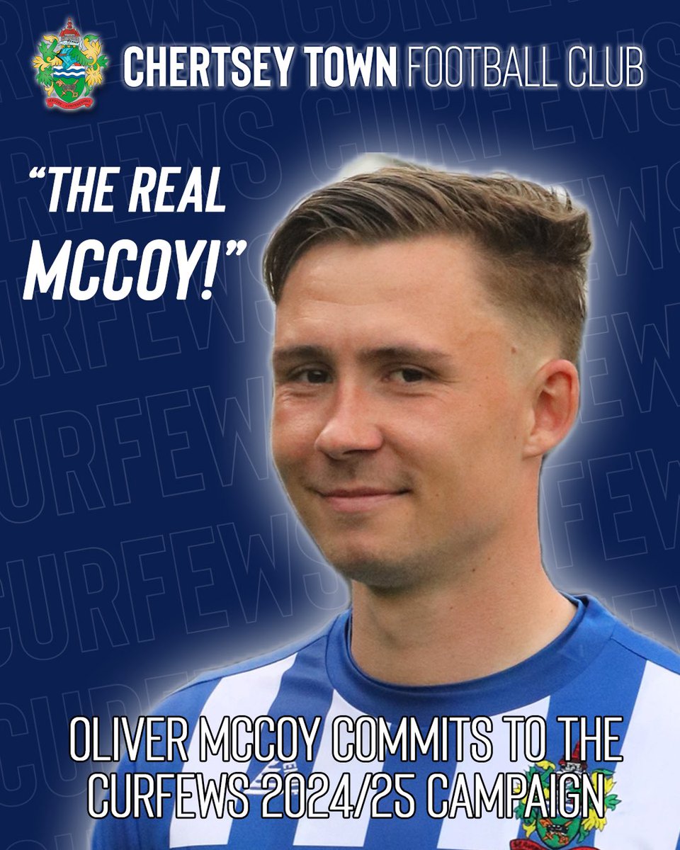 ✍️RETAINED! Chertsey Town are delighted to confirm that @ollymccoy has agreed terms and will remain with the Curfews as we embark on life at Step3! Olly joined us in the autumn and went on to score 19 league goals during our title winning season. Glad to have you on board Olly!