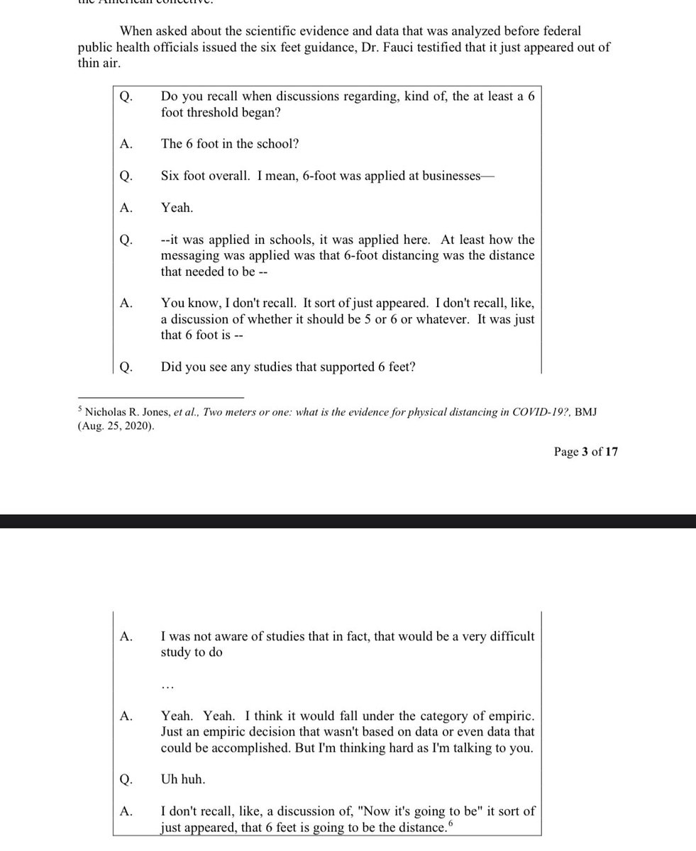 jameslynch32's tweet image. Here is Dr. Fauci admitting there was never any evidence to support six feet apart and failing to recall any evidence for masking kids during the Covid pandemic (via @COVIDSelect)