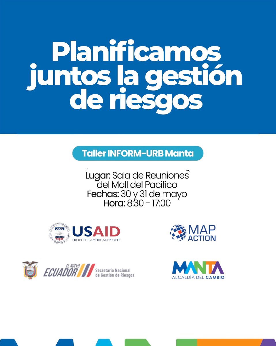 Fortalecemos nuestra capacidad de respuesta frente a riesgos, trabajando en estrategias y acciones. Junto a
@riesgos_ec @manta_alcaldia 
@usaid  #USAIDEcuador @USAIDLAC