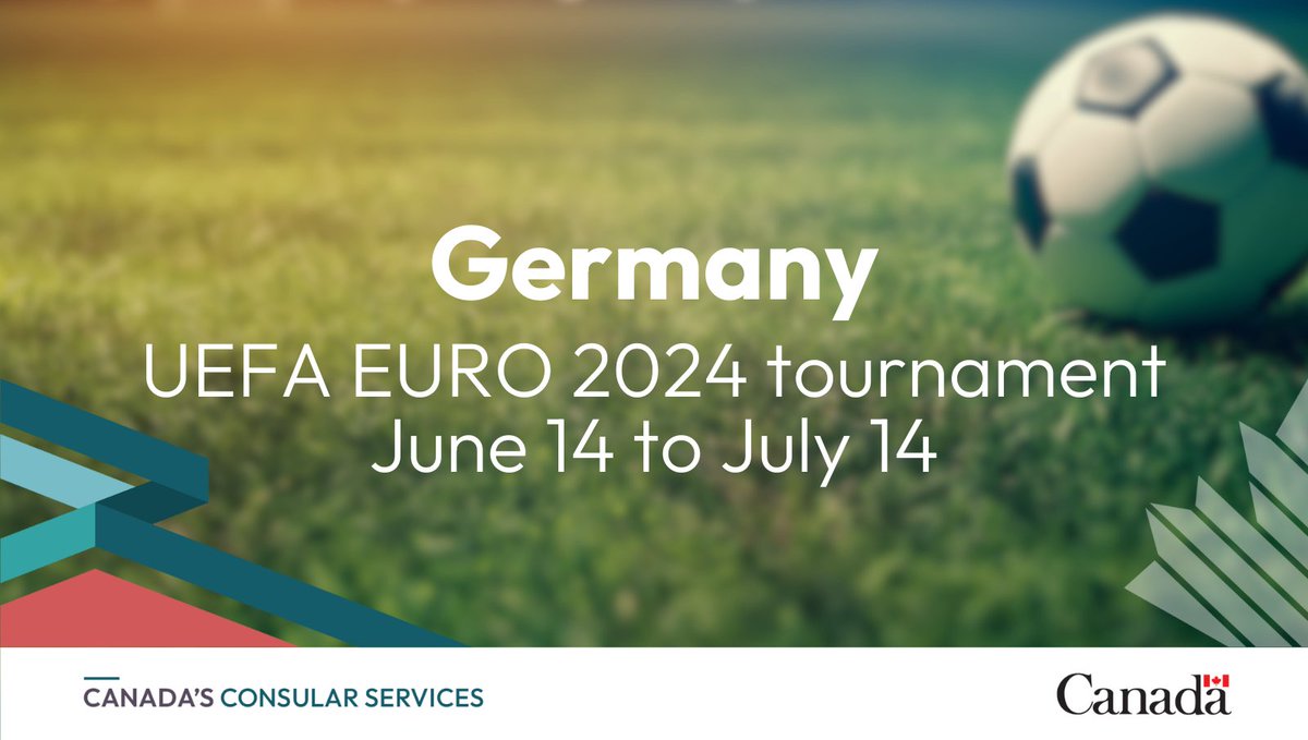 #Germany will host the UEFA EURO 2024 soccer tournament from June 14 to July 14. Crime, such as theft, typically increases around major sporting events. If you’re planning to travel there during the tournament, exercise caution. ok More info: travel.gc.ca/destinations/g…