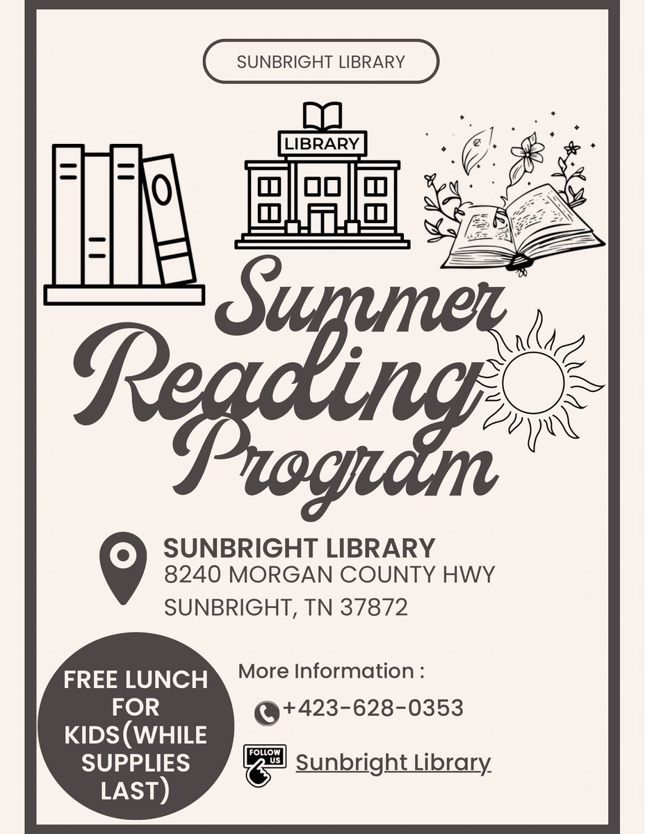 utk_uacs's tweet image. Join Us for Sunbright Summer Reading Program June 5th-26th at 2pm in Sunbright Library #uacsutk #uacssunbright #CommunitySchools