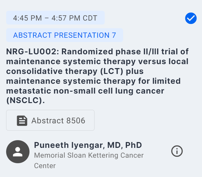 C. Jillian Tsai, MD, PhD (@cjtsaimdphd) on Twitter photo Cannot wait to hear more details about this important trial. 4:45PM CDT!
<a href="/PercyLeeMD/">Percy Lee MD</a> <a href="/IyengarPuneeth/">Puneeth Iyengar</a> <a href="/NRGonc/">NRG Oncology</a> <a href="/xrtGenomics/">Nadeem Riaz</a> @JYangMDPhD <a href="/Lawson_Eng/">Lawson Eng</a> <a href="/drdavidpalma/">David Palma, MD, PhD</a> Cannot wait to hear more details about this important trial. 4:45PM CDT!
<a href="/PercyLeeMD/">Percy Lee MD</a> <a href="/IyengarPuneeth/">Puneeth Iyengar</a> <a href="/NRGonc/">NRG Oncology</a> <a href="/xrtGenomics/">Nadeem Riaz</a> @JYangMDPhD <a href="/Lawson_Eng/">Lawson Eng</a> <a href="/drdavidpalma/">David Palma, MD, PhD</a>