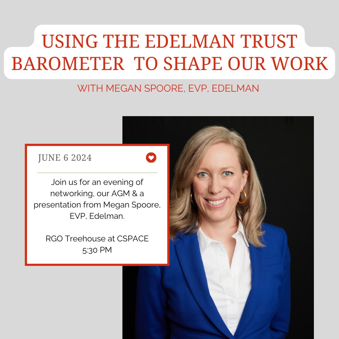 Join us at our spring networking event &amp; AGM and hear from Megan Spoore about the <a href="/EdelmanPR/">Edelman</a> trust barometer! 

Tickets (free for members!): eventbrite.ca/e/cprs-calgary…