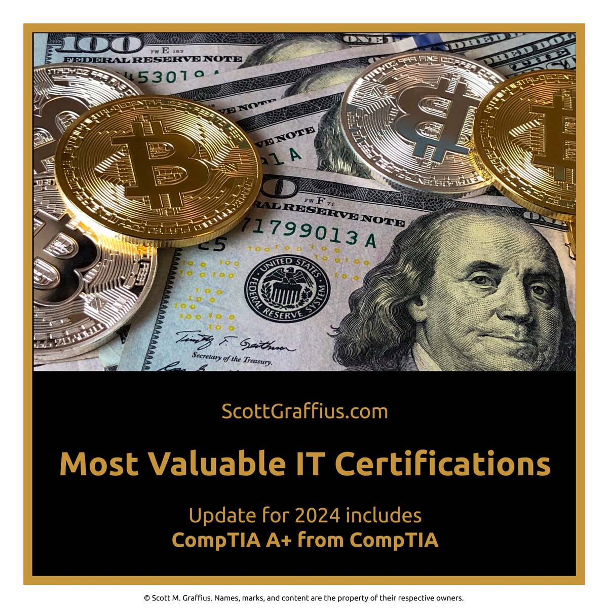 ScottGraffius's tweet photo. ‘Most Valuable IT Certifications’ includes the CompTIA A+ from CompTIA.
Details: https://t.co/2UmfQytD9k
#CompTIA #IT #InformationTechnology #ITCertifications #ITCerts #Tech #TechCertifications #TechnologyCertifications #TechCerts #CompTIAAPlus #ITCert #HelpDesk #TechCareer https://t.co/no25Hd4ty8
