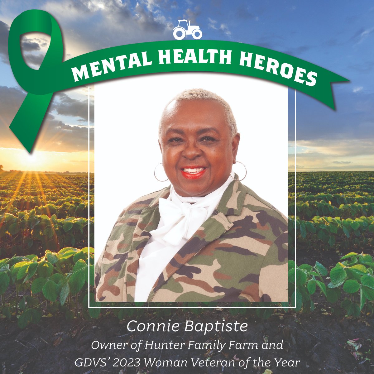 This week's Mental Health Hero is Connie Baptiste - a 4th generation farmer, owner of Hunter Family Farm, and @gavetsvc 2023 Woman Veteran of the Year! Learn more about Connie & her passion for supporting farmers and veterans in need.⬇️ agr.georgia.gov/news/mental-he…