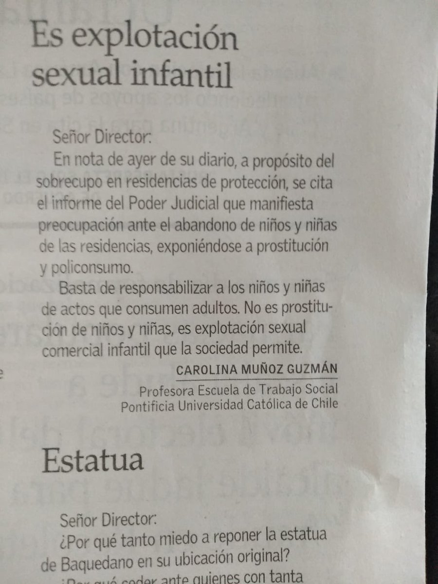 Clara y rotunda carta de Carolina Muñoz, es corta y fundamental , no pase por acá sin leerla, dice mucho sobre nuestra sociedad!