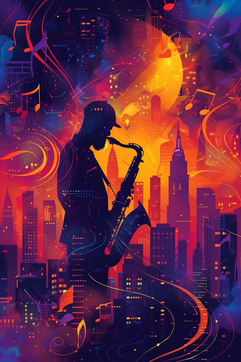 symphonyjazz's tweet photo. Abstract Jazz in the City available at https://t.co/UMwkVzEE0T #saxophone #saxplayer #jazz #jazzart #abstractart #jazzposter https://t.co/MvubrMZLdR