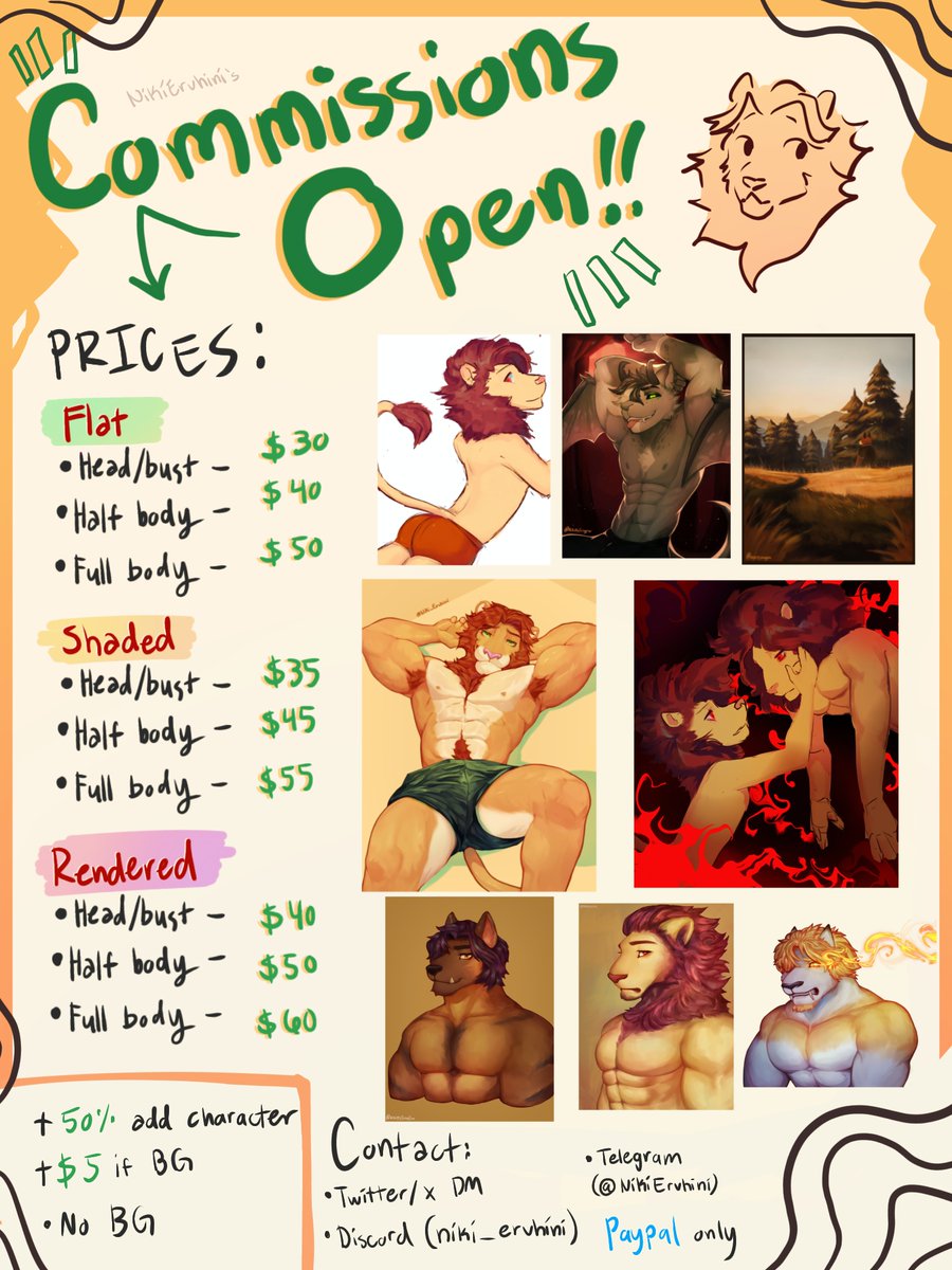 nikiervhin's tweet photo. Decided to change the options for comms! DM or contact me if interested! ^^ https://t.co/IPgTz4su7m
