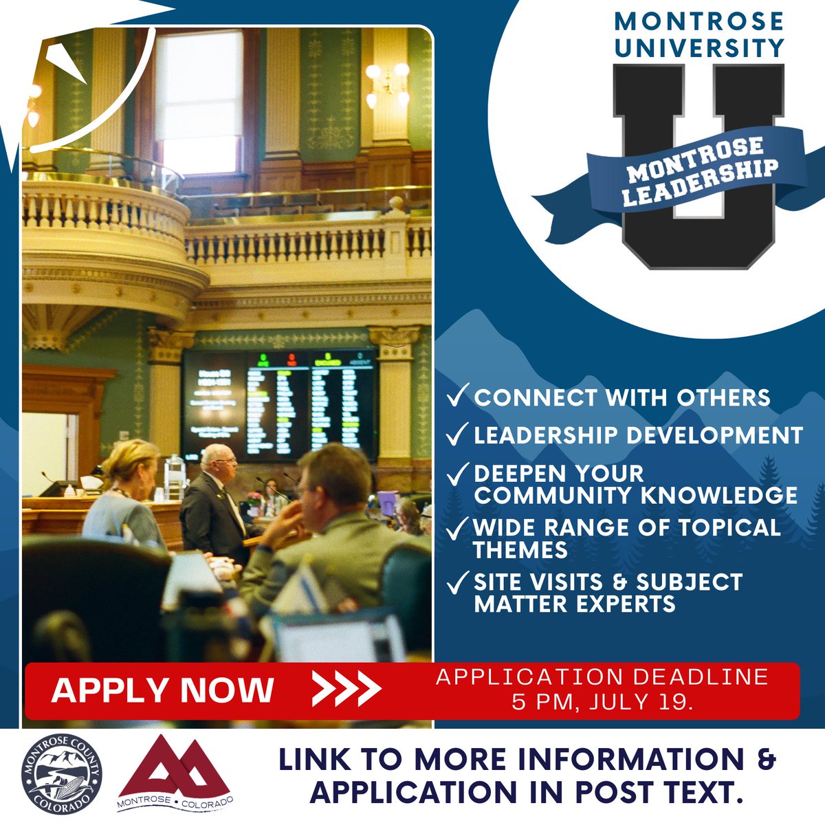 Do you live or work in Montrose? Are you interested in taking a deep dive into the many different things that make Montrose unique? How about the chance to hone and improve your leadership skills? Consider participating in the next Montrose U cohort: CityofMontrose.org/Leadership