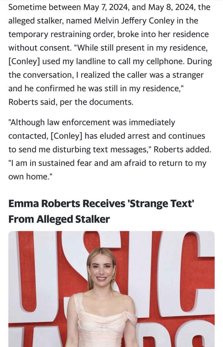 a stalker breaking into a young woman’s home to harass her and her toddler… may every man ever perish… emma roberts i am so sorry