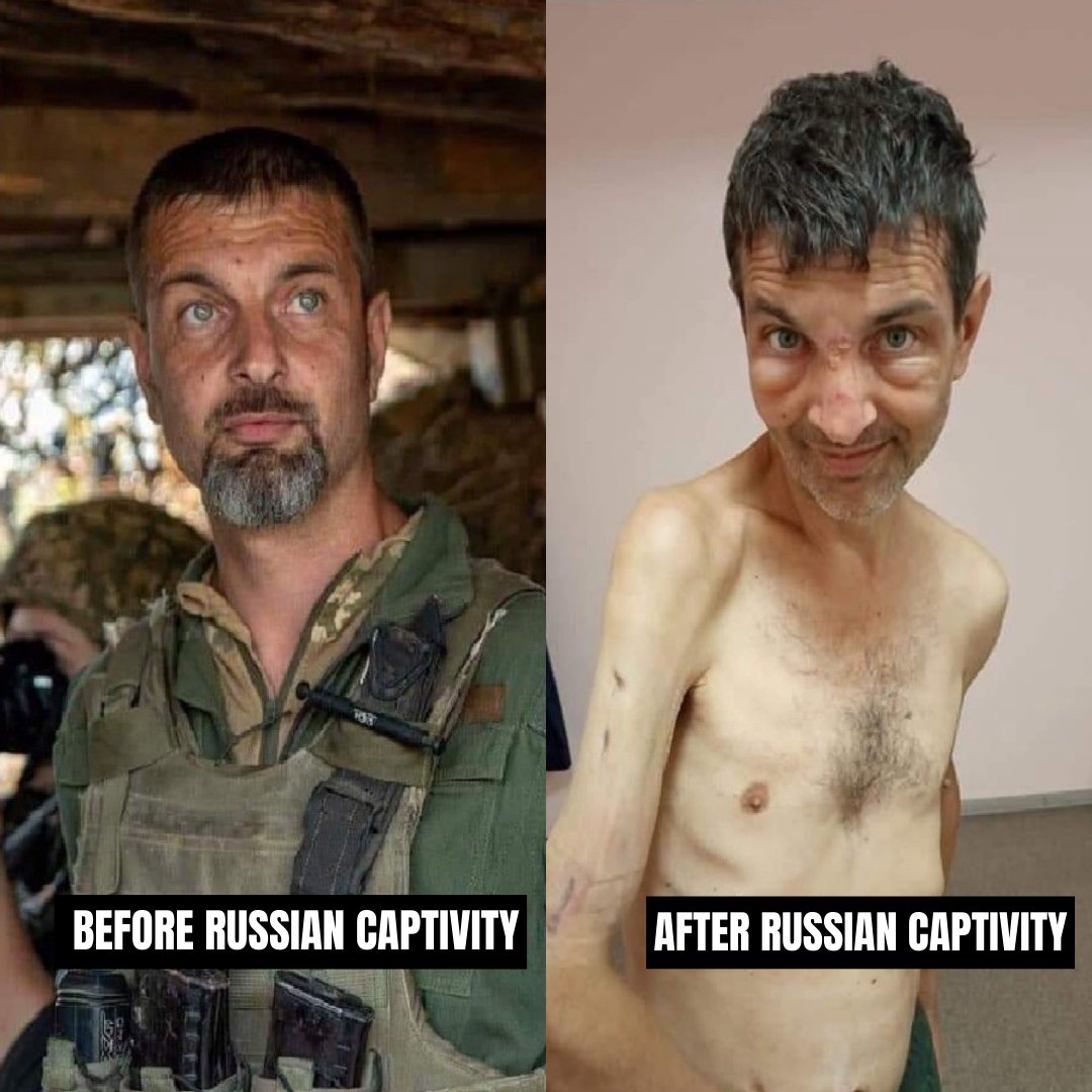 saintjavelin's tweet photo. Russians are persistently mistreating and torturing Ukrainian POWs.

While we celebrate the return of 75 POWs from captivity, many remain in prisons, enduring immense suffering.

Let's not forget the prisoners of war who Russia continues to starve and brutalize daily. https://t.co/5L51l0mM8D