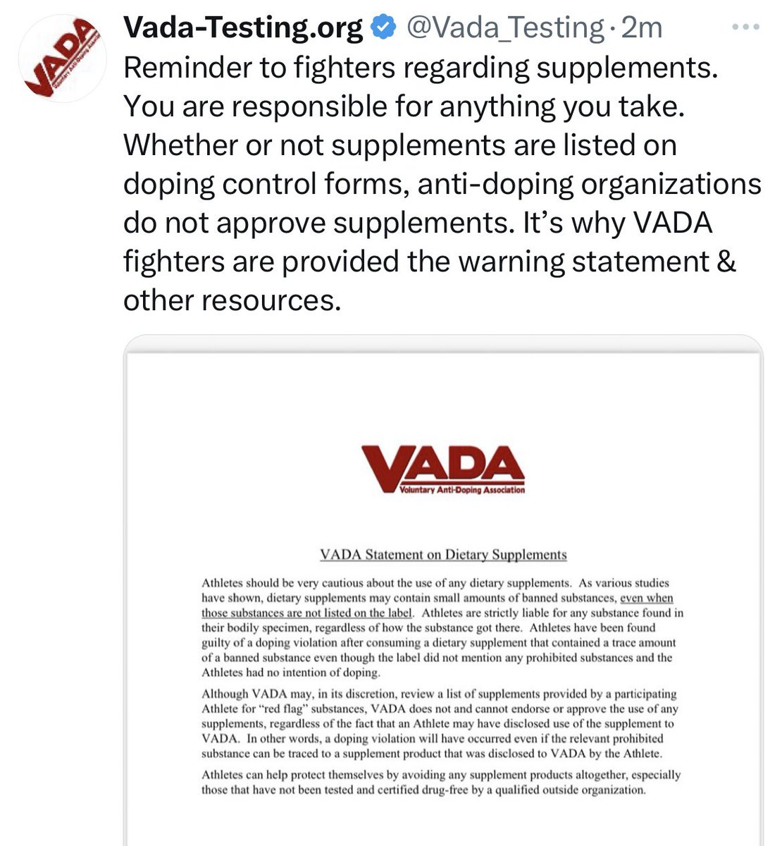 Statement from VADA on supplement contamination after Ryan Garcia’s legal team’s latest statement…