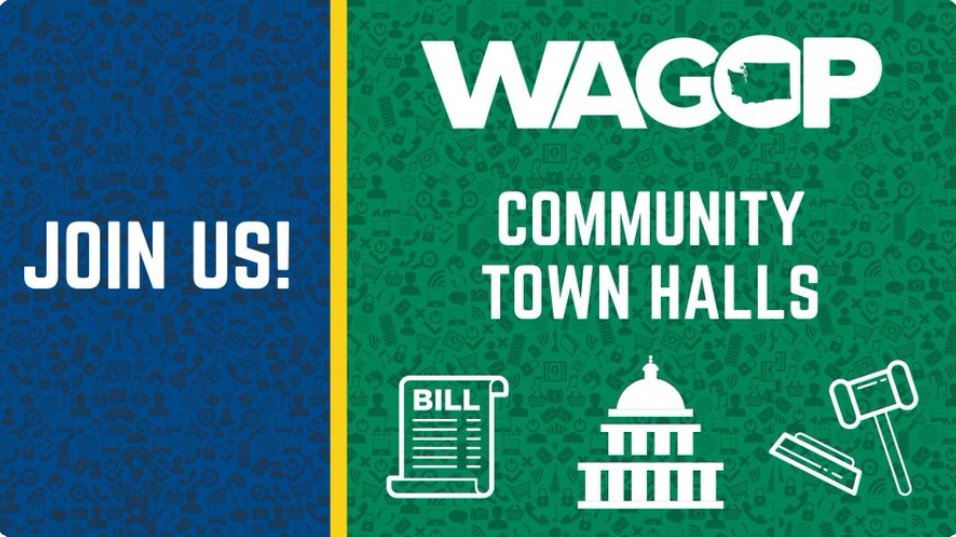 Monday, June 3rd - (7pm - 8pm) Join WAGOP Chairman Jim Walsh and community leaders for a Town Hall in Yakima to learn more about the six initiatives and their consequential impact. Location: Willow Barn Ranch 2791 Ashue Rd | Wapato, WA 98951 RSVP: tinyurl.com/3huzy7tw