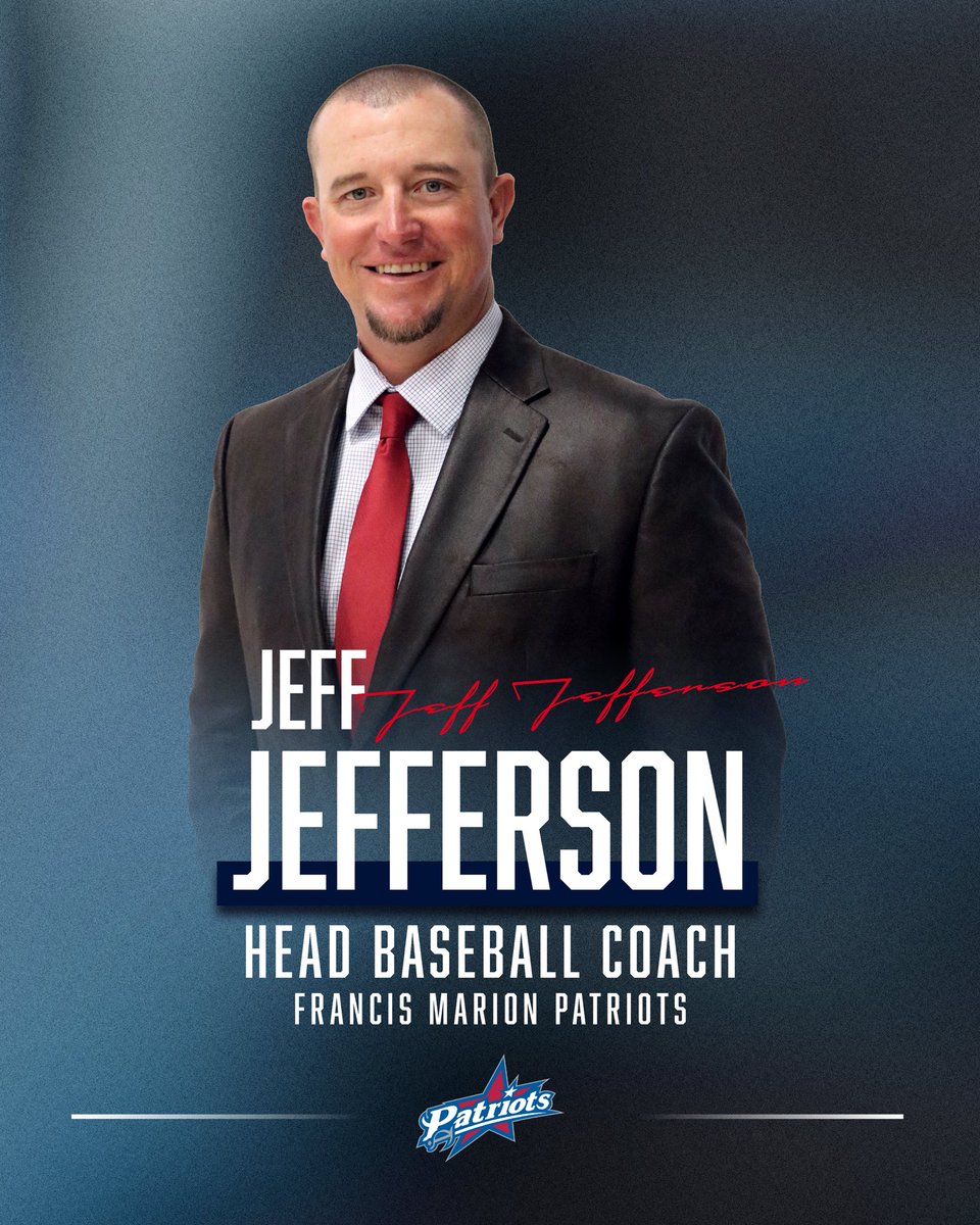 ❗️ We would like to introduce Francis Marion’s newest addition: Head Baseball Coach Jeff Jefferson ❗️

Welcome to the family and as always, go Patriots! #SwampEm #GoPatsGo