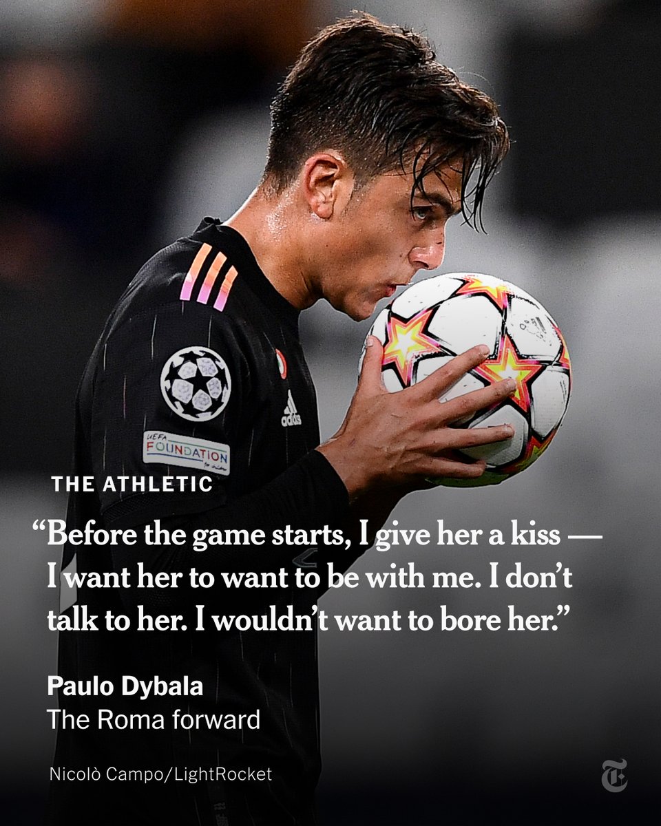 From <a href="/TheAthleticFC/">The Athletic | Football</a>: Paulo Dybala is a romantic, both on and off the pitch. The Roma footballer spoke exclusively to us about his game ritual, proposing by the Trevi fountain and winning the World Cup with Lionel Messi. nyti.ms/4bFUknA