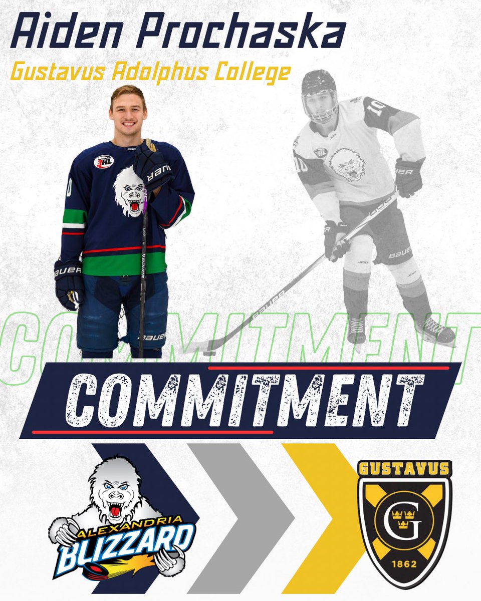 🚨COMMITMENT ALERT🚨

Congratulations to Blizzard Defenseman Aiden Prochaska, on committing to Gustavus Adolphus College! 

Prochaska played in 74 total games for the Blizzard over 2 seasons putting up 6 goals and 32 assists for a total of 38 points.
