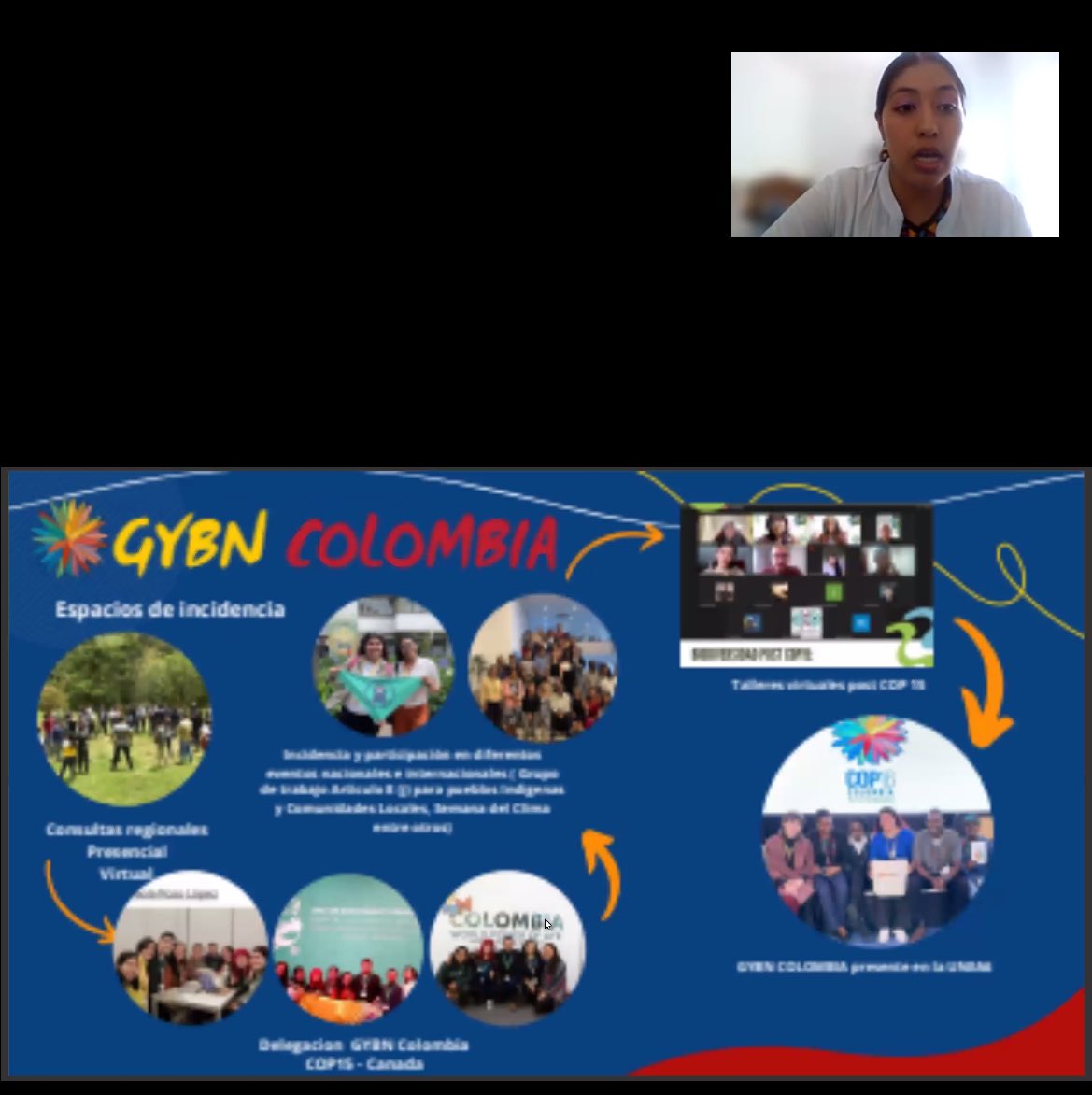 GYBN_Colombia's tweet image. 💻🐸🌳Ahora mismo la Red Colombiana de Jóvenes por la #Biodiversidad @GYBN_Colombia comparte la palabra con juventudes de la @mercociudades sobre nuestra ruta #JuventudesCosechandoVida para la #COP26 @UNBiodiversity @MinAmbienteCo 🇨🇴🌊