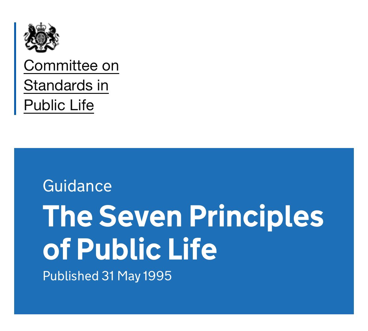 Some of you folks leading organisations in the #NHS need to look up the Nolan Principles  

Try refreshing your memories. 

Chicanery - we are back at it all again. 

Bring me the weekend. 

gov.uk/government/pub…