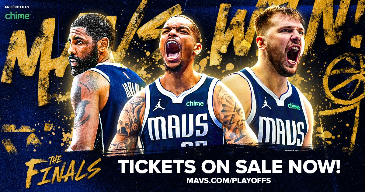 Finals tickets are on sale NOW‼️

🎟️➡️ Mavs.com/Playoffs

@Chime // #OneForDallas #MFFL