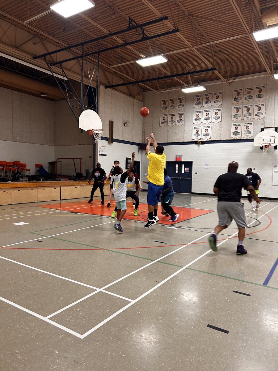 After school basketball staff vs students