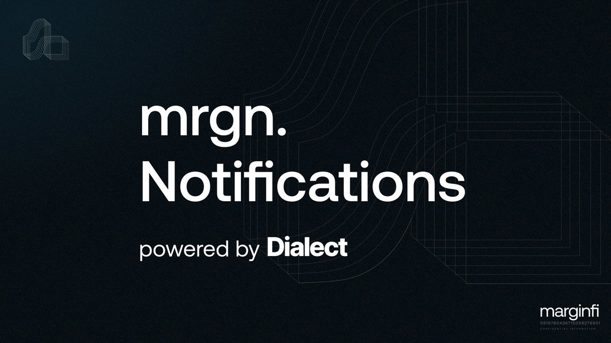 marginfi ◼️ (@marginfi) on Twitter photo 1/ New update! Stop stressing over account health & getting liquidated -
<a href="/marginfi/">marginfi ◼️</a> is now integrated with <a href="/saydialect/">Dialect (hiring)</a> to bring you real-time notifications on your account health!
This feature is built for our power users. Here's more details:
🧵👇 1/ New update! Stop stressing over account health & getting liquidated -
<a href="/marginfi/">marginfi ◼️</a> is now integrated with <a href="/saydialect/">Dialect (hiring)</a> to bring you real-time notifications on your account health!
This feature is built for our power users. Here's more details:
🧵👇