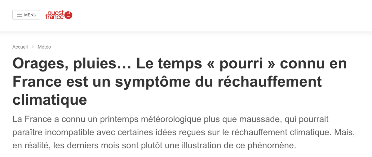 silvano_trotta's tweet photo. Il fait chaud ? C'est le réchauffement climatique ! 
Il ne pleut pas ? C'est le réchauffement climatique !
Il fait froid ? C'est le réchauffement climatique !
Il pleut ? C'est le réchauffement climatique !
Il neige ? C'est le réchauffement climatique !

Franchement, il reste des personnes pour croire que 0,04 % de CO2 dans l'atmosphère, dont l'humain est responsable à 3%, c'est à dire que 0,001% provoque un réchauffement ? Sérieusement ? 

Le CO2 est le seul élément de l'atmosphère qu'ils peuvent taxer pour empocher des milliards, et surtout vous contrôler ! 

Sauf qu'en deçà de 0,03 de CO2 dans l'atmosphère, les plantes meurent..... 

Il reste des personnes pour croire ce genre de média ? 👇