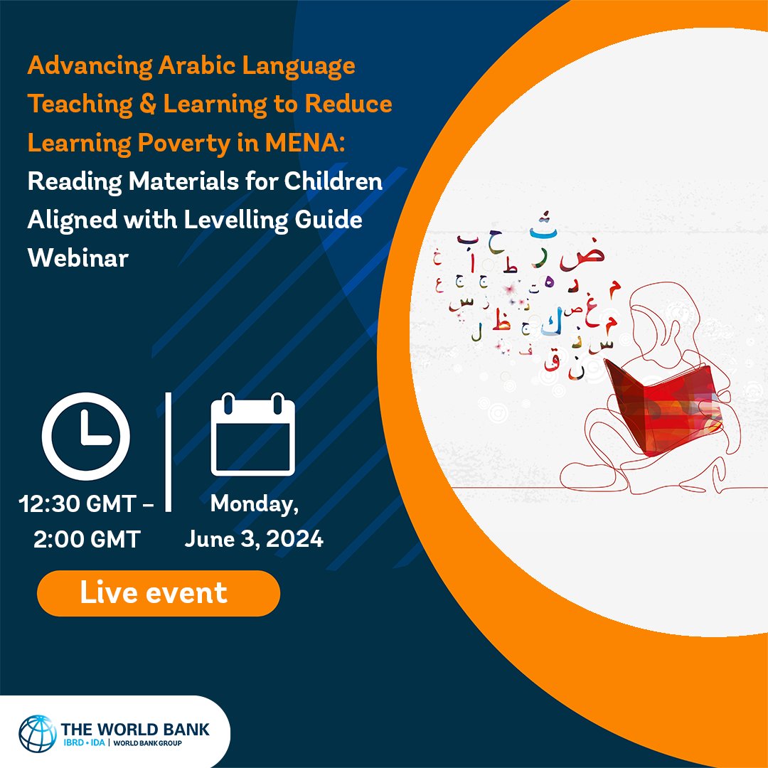 EVENT: Join us on Monday June 3 at 12:30GMT for a discussion on how more engaging reading materials for children in #MENA can help improve learning outcomes and reduce #learning poverty. wrld.bg/tUB350S4sH6