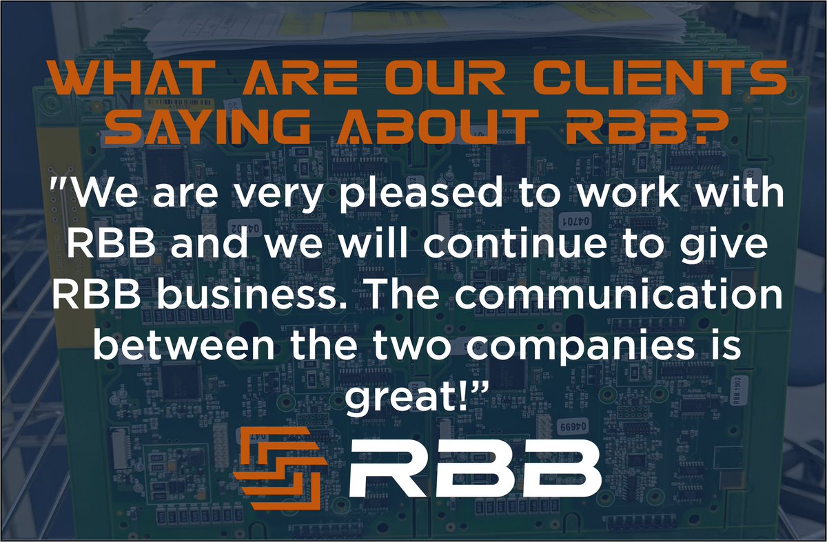 What are our clients saying about RBB? Check this out! #clientfeedback #testimonial #greatteam #PCBA #electronicsmanufacturing #feedbackfriday hubs.ly/Q02vHLJg0