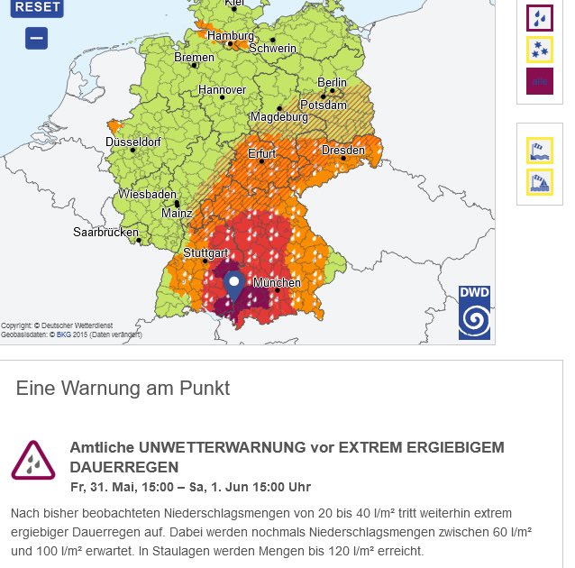 Épisode pluvieux majeur en cours en Allemagne 🇩🇪 
Le niveau violet est sorti !!
#pluie #inondation #allemagne