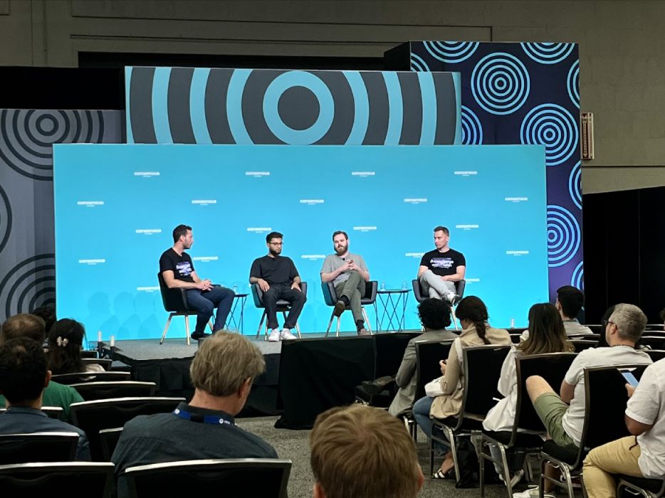 vlayer ⛛ (@vlayer_xyz) on Twitter photo 📷 A sneak peek at our Founders @zkmarek and <a href="/HubertRvR_PL/">Meadow Wilcox</a> onstage with <a href="/cooper_kunz/">Cooper</a> and <a href="/asimfiles/">usman asim</a> at #Consensus2024 
Can you guess what we discussed 👀  Wrong answers only ⬇️ 📷 A sneak peek at our Founders @zkmarek and <a href="/HubertRvR_PL/">Meadow Wilcox</a> onstage with <a href="/cooper_kunz/">Cooper</a> and <a href="/asimfiles/">usman asim</a> at #Consensus2024 
Can you guess what we discussed 👀  Wrong answers only ⬇️